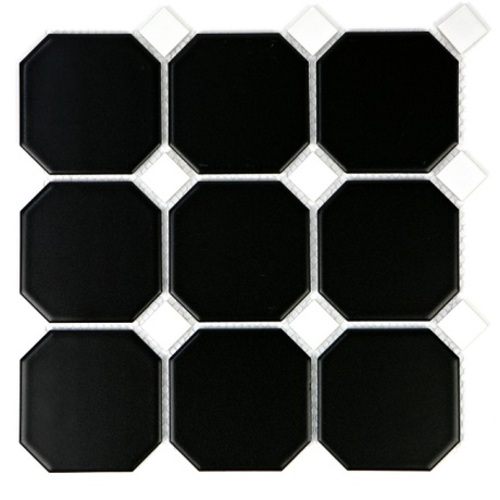 G95 옥타곤 BLACK-WHITE 모자이크타일 벽 바닥 타일