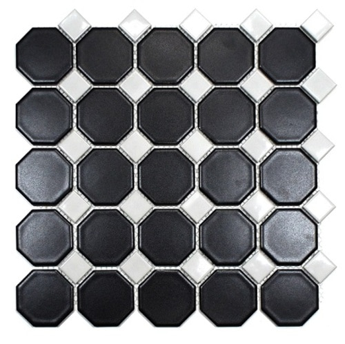 G56 옥타곤 블랙-화이트 벽 바닥 타일