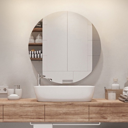 노프레임 원형 거울 욕실 화장대 인테리어 민자 거울